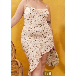 Shein Yellow Floral Asymmetrical Spaghetti Strap Dress